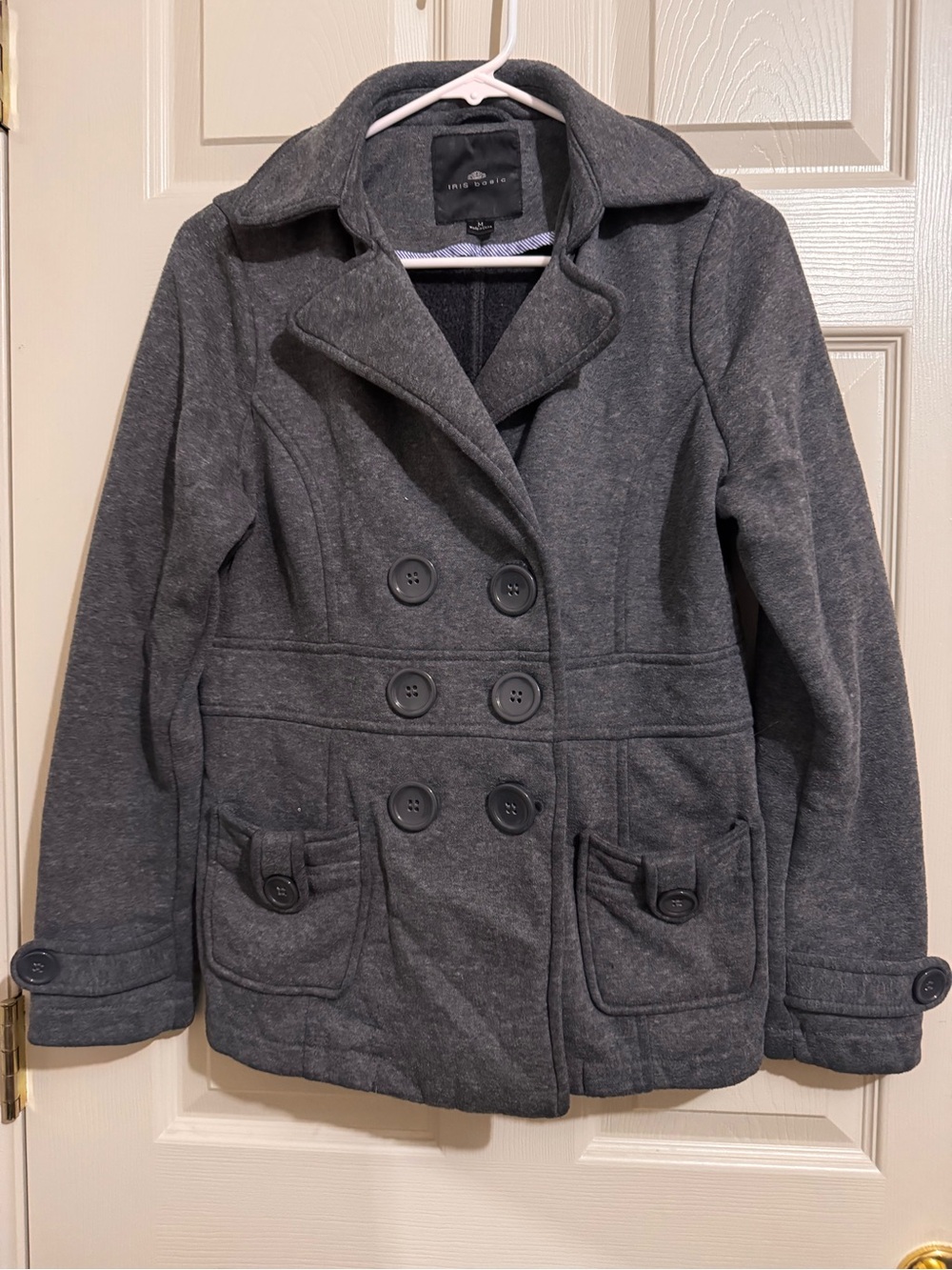 iris Charcoal Double-Breasted Peacoat